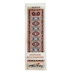 Vintage Jesus souvenir Bookmark woven floral rug Heaven in Ankara Turkey 90s/Y2K